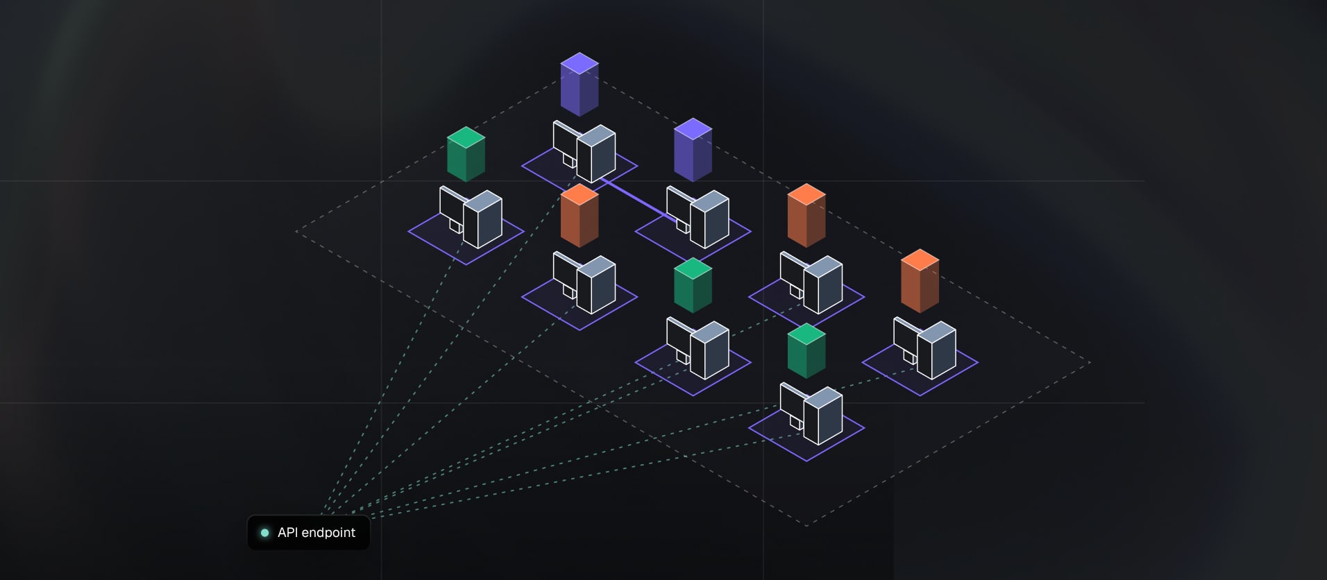 Fleet Management: eight machines on a network plate, one 35B model split across two of them and whole models on the other six, behind one API endpoint.